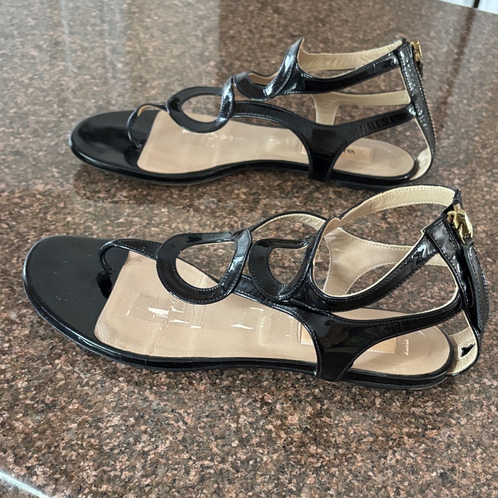 Valentino Garavani Ladies Black Patent Gladiator Sandals-7 - Picture 3 of 10
